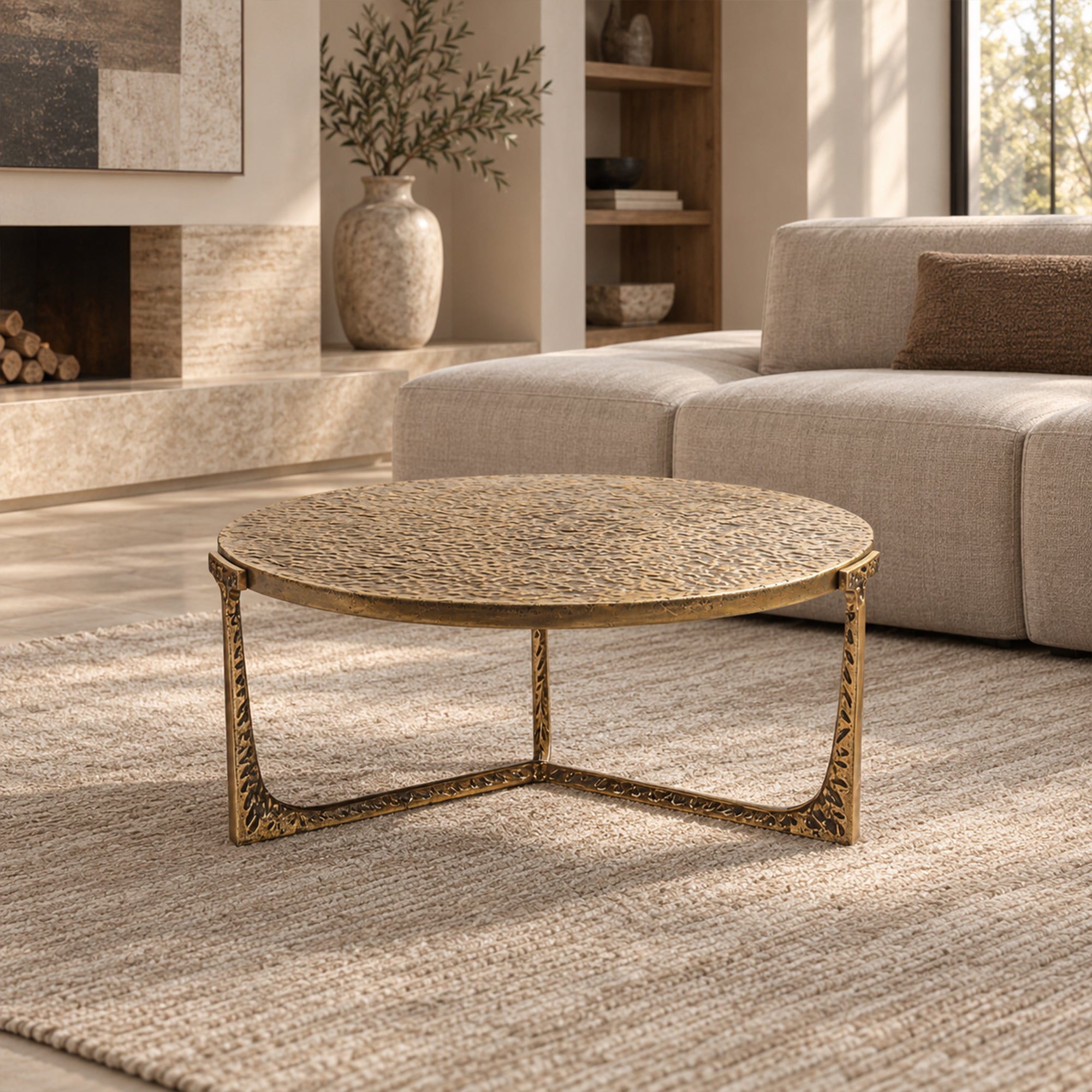 Veridian Hammered Round Coffee Table