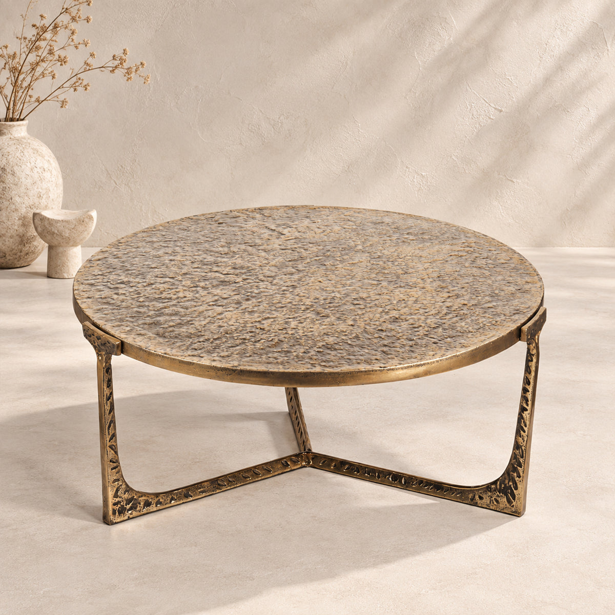 Veridian Hammered Round Coffee Table