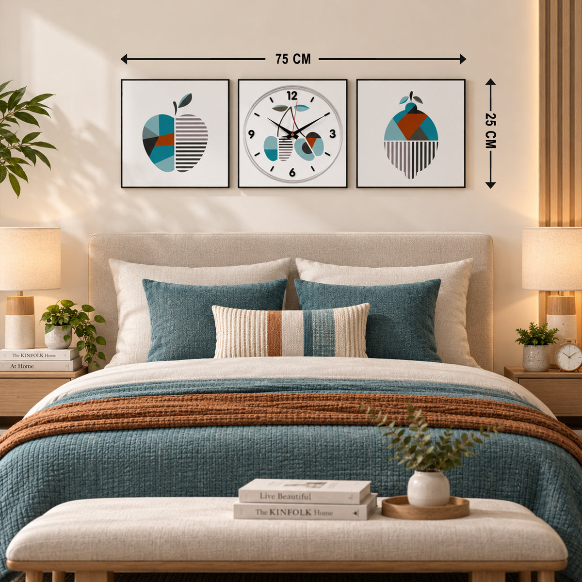 Prisma Fruit 3-Piece Wall Art Clock Set