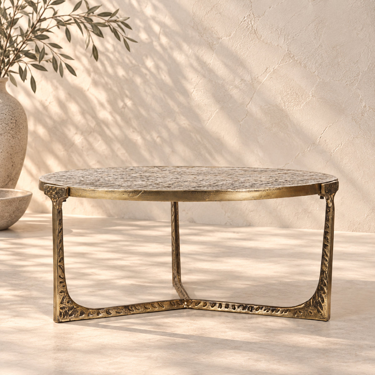 Veridian Hammered Round Coffee Table