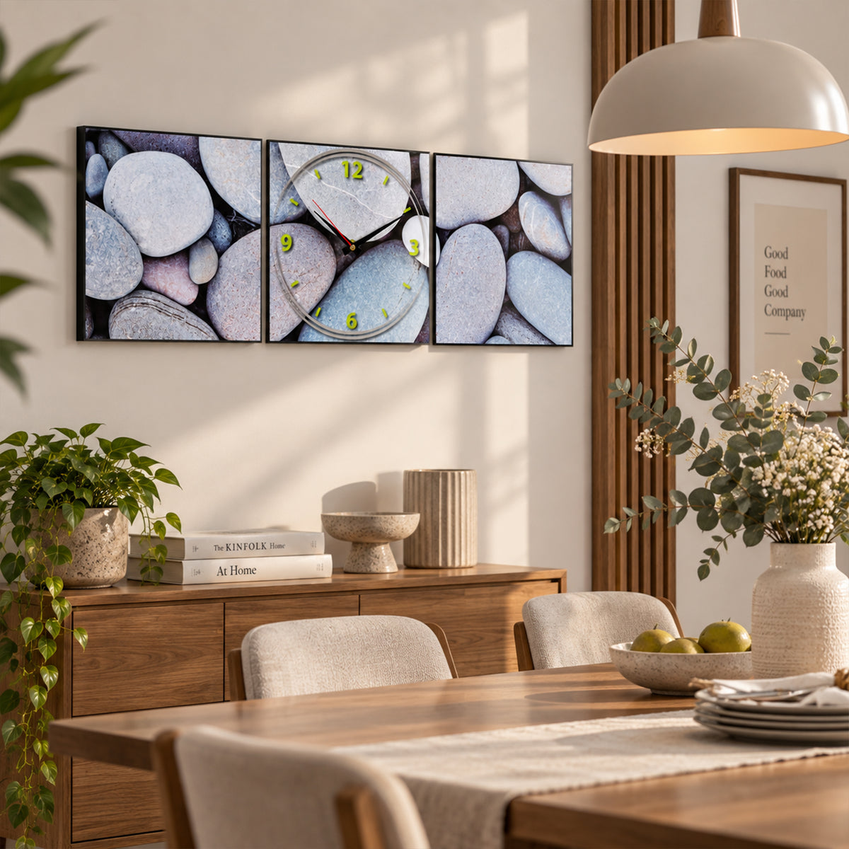 Zen Pebble 3-Piece Wall Art Clock Set