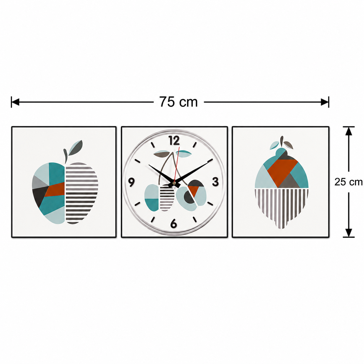 Prisma Fruit 3-Piece Wall Art Clock Set