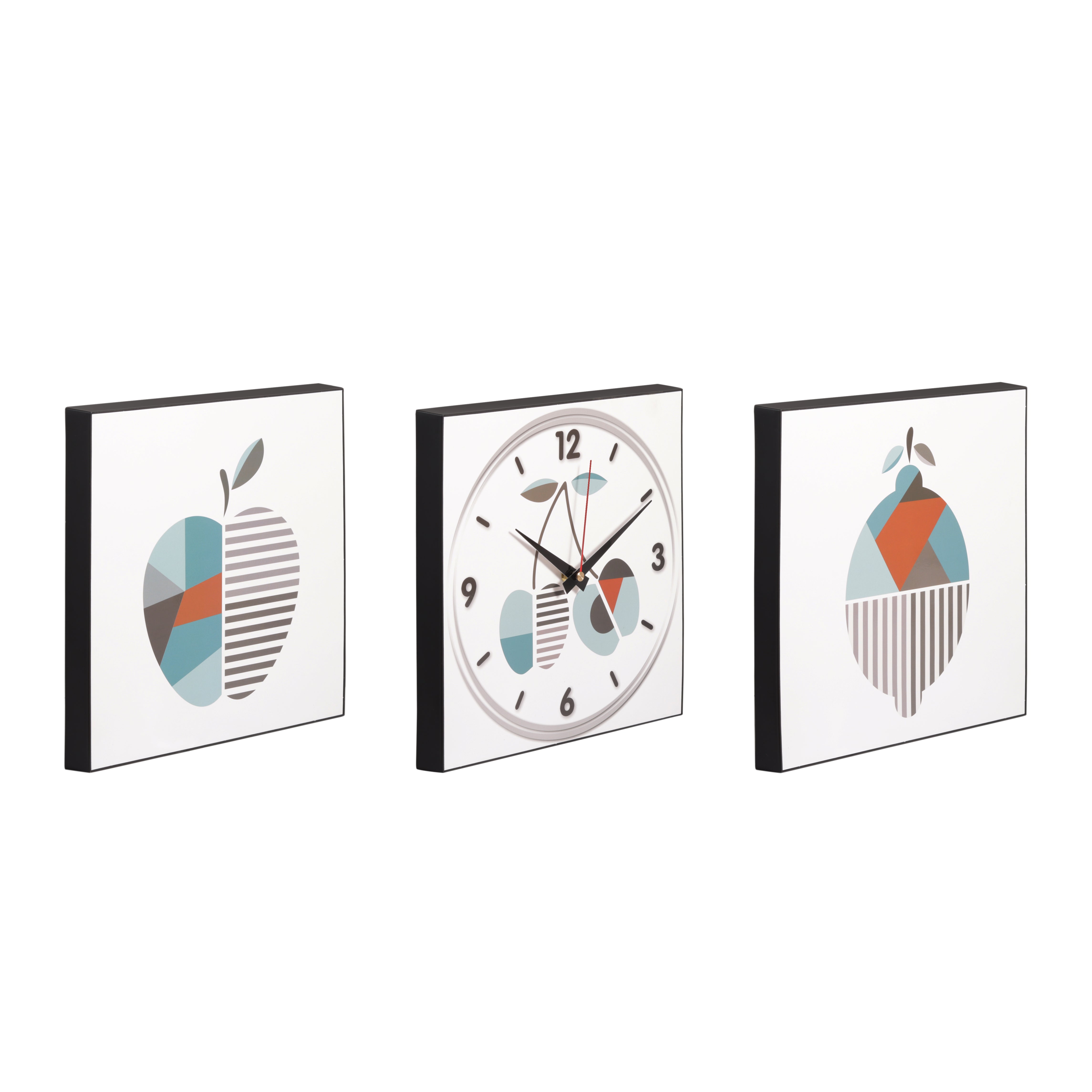 Prisma Fruit 3-Piece Wall Art Clock Set
