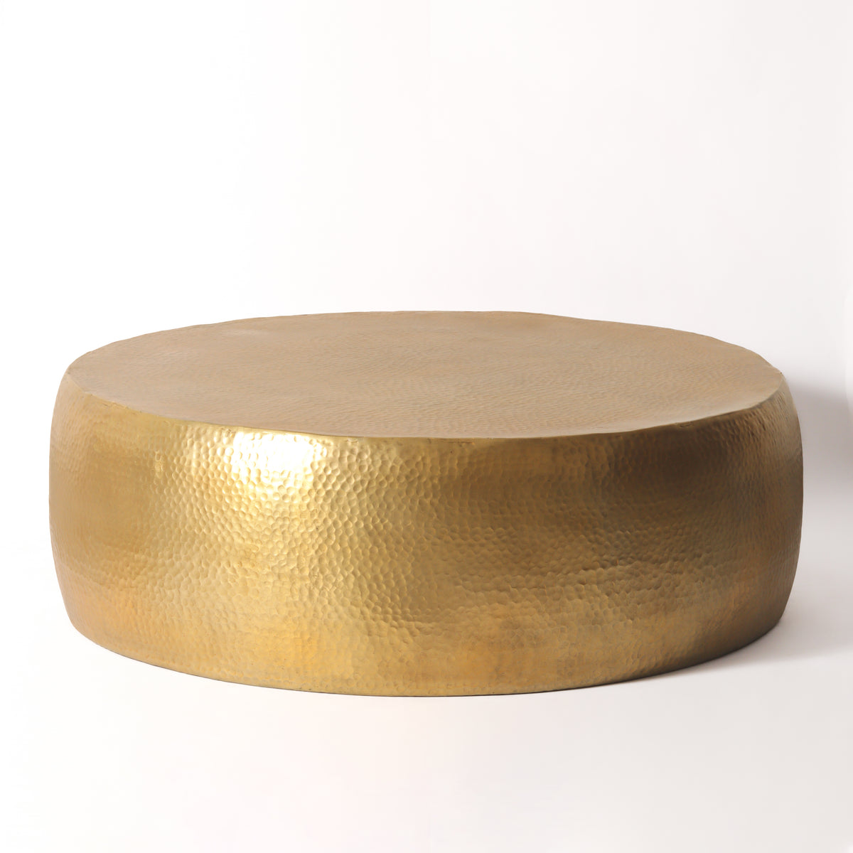 Solis Hand-Hammered Brass Round Drum Coffee Table