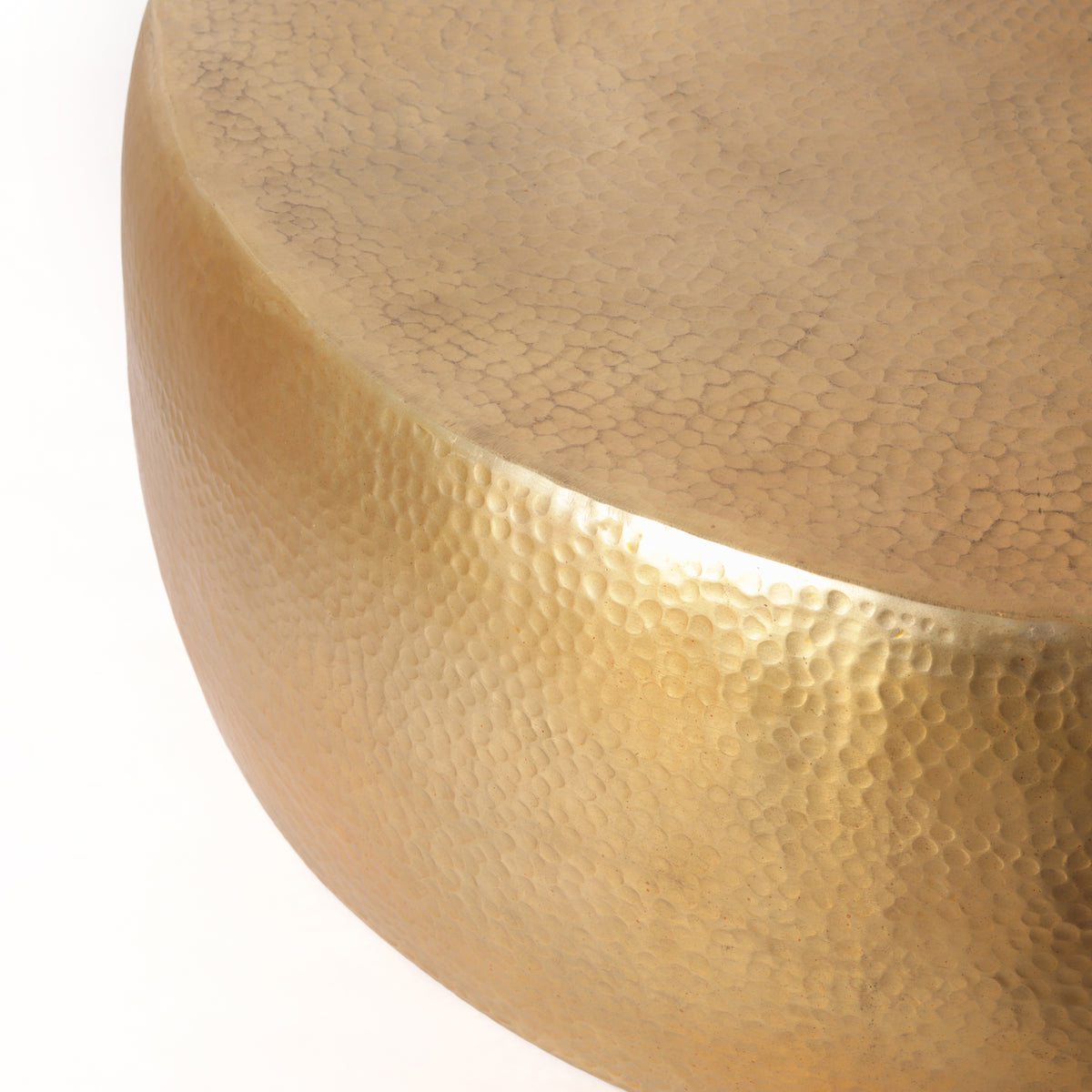 Solis Hand-Hammered Brass Round Drum Coffee Table