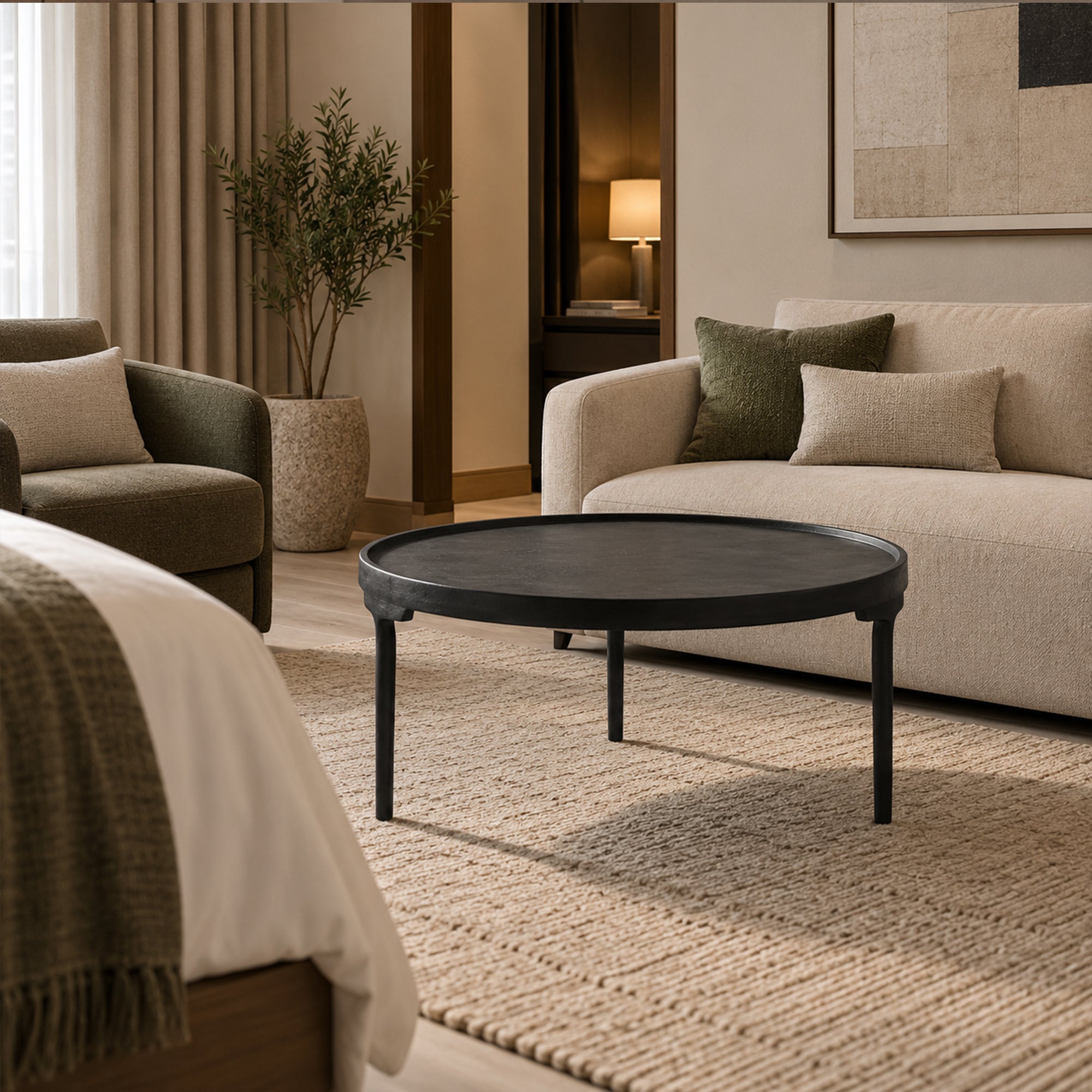 Noir Minimalist Round Coffee Table