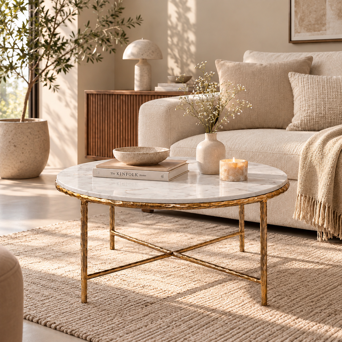 Hand-Forged Marble Coffee Table