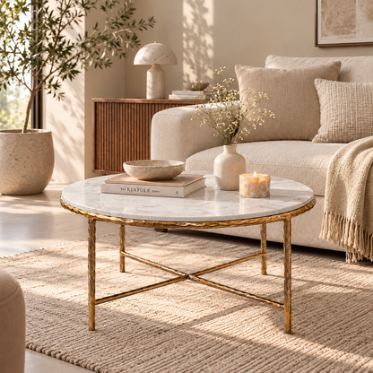 Hand-Forged Marble Coffee Table