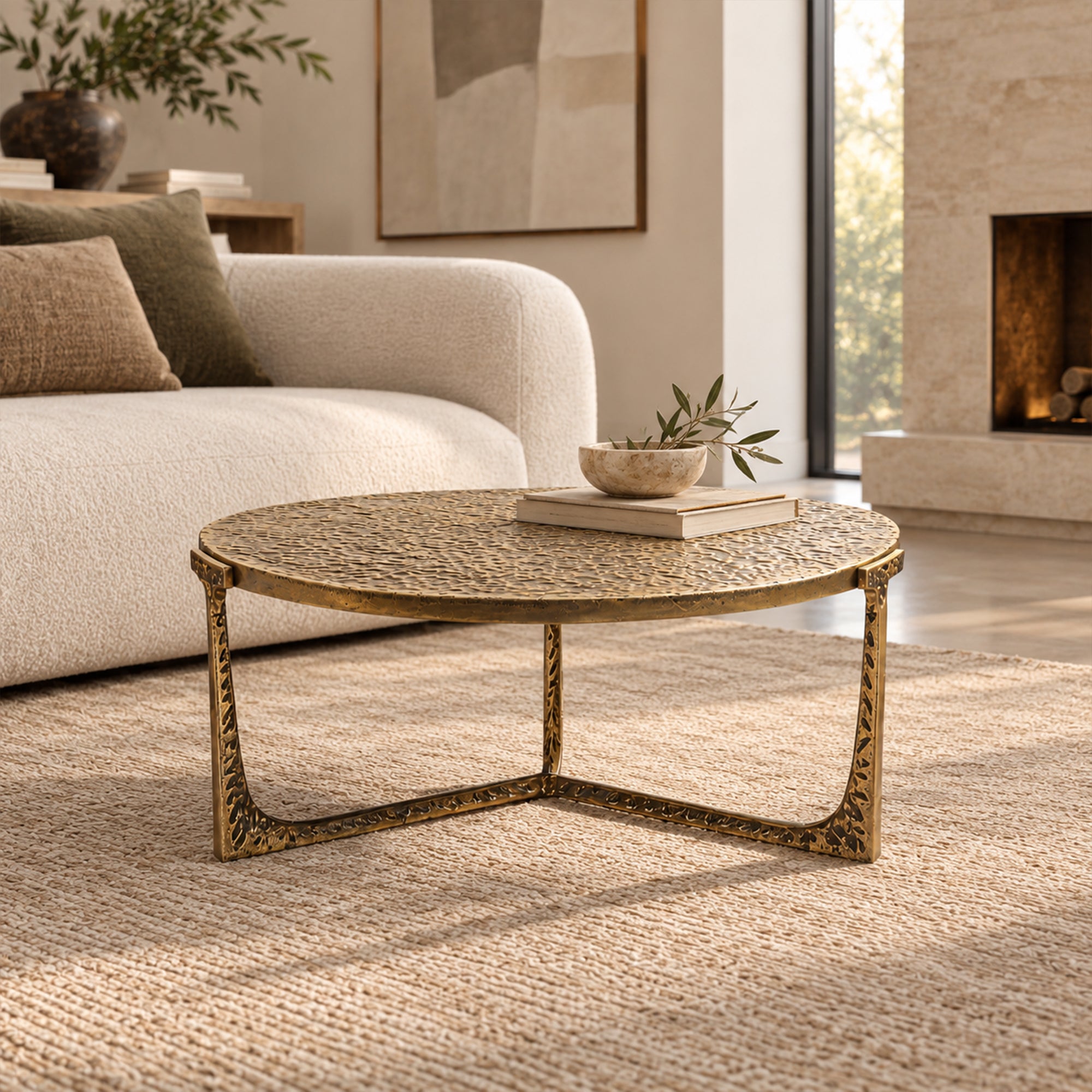 Veridian Hammered Round Coffee Table