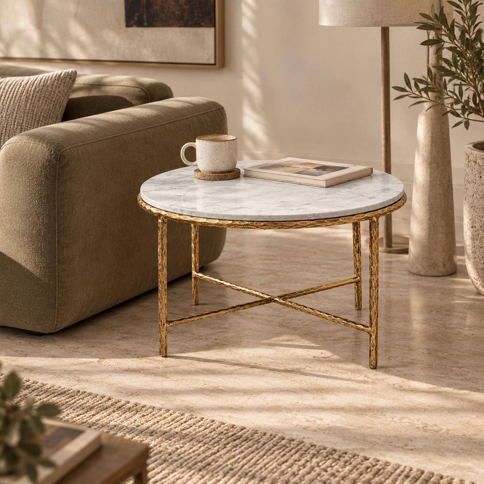 Hand-Forged Marble Coffee Table
