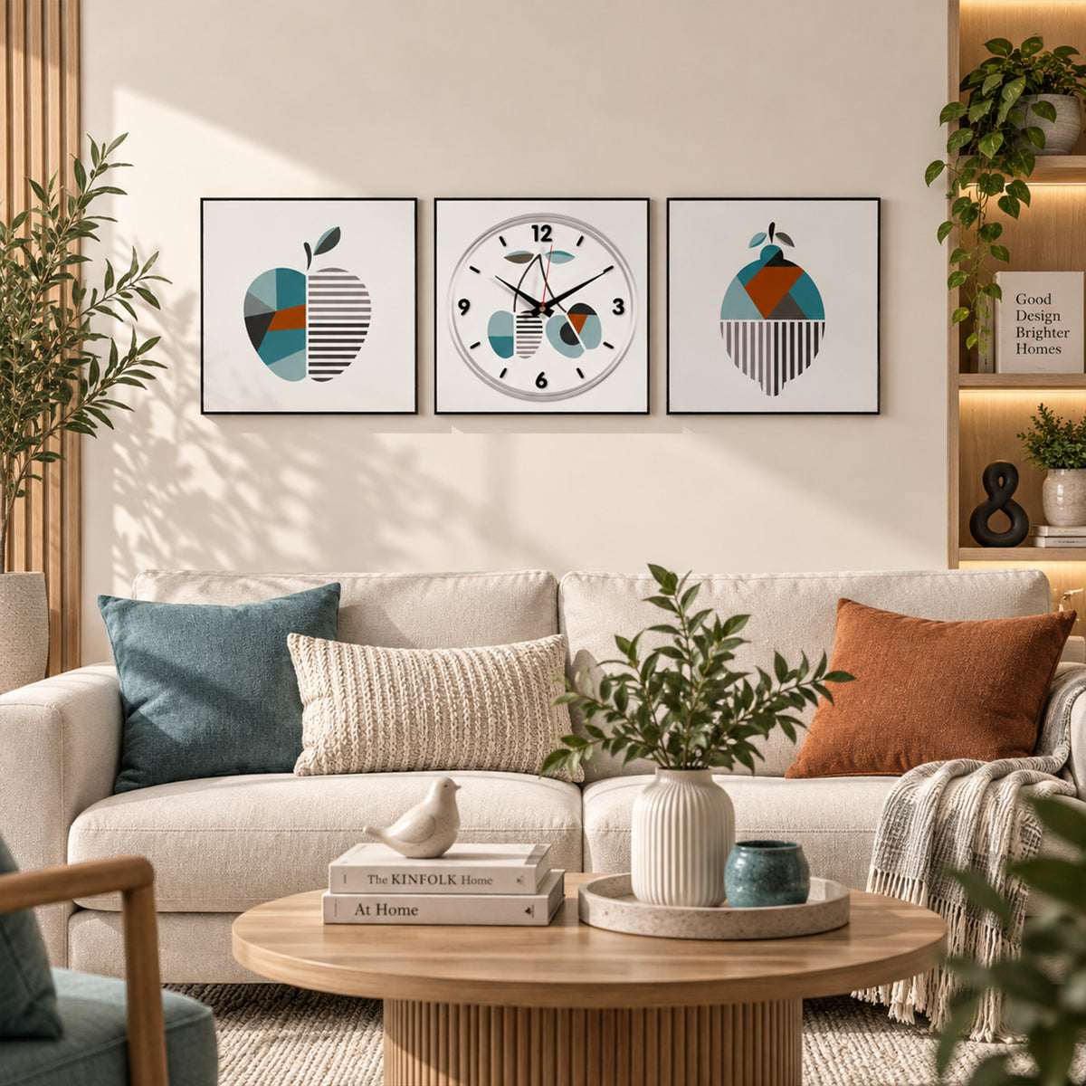Prisma Fruit 3-Piece Wall Art Clock Set