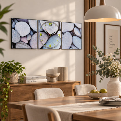 Zen Pebble 3-Piece Wall Art Clock Set