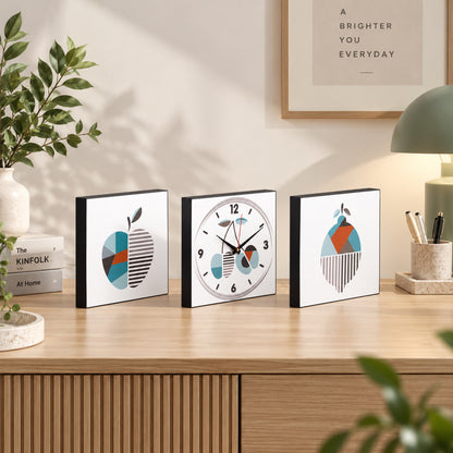 Prisma Fruit 3-Piece Wall Art Clock Set