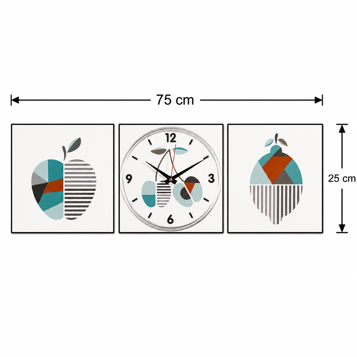 Prisma Fruit 3-Piece Wall Art Clock Set