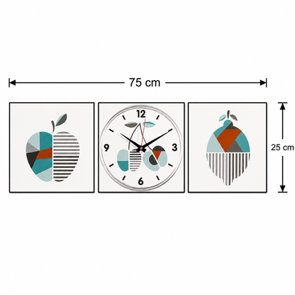 Prisma Fruit 3-Piece Wall Art Clock Set