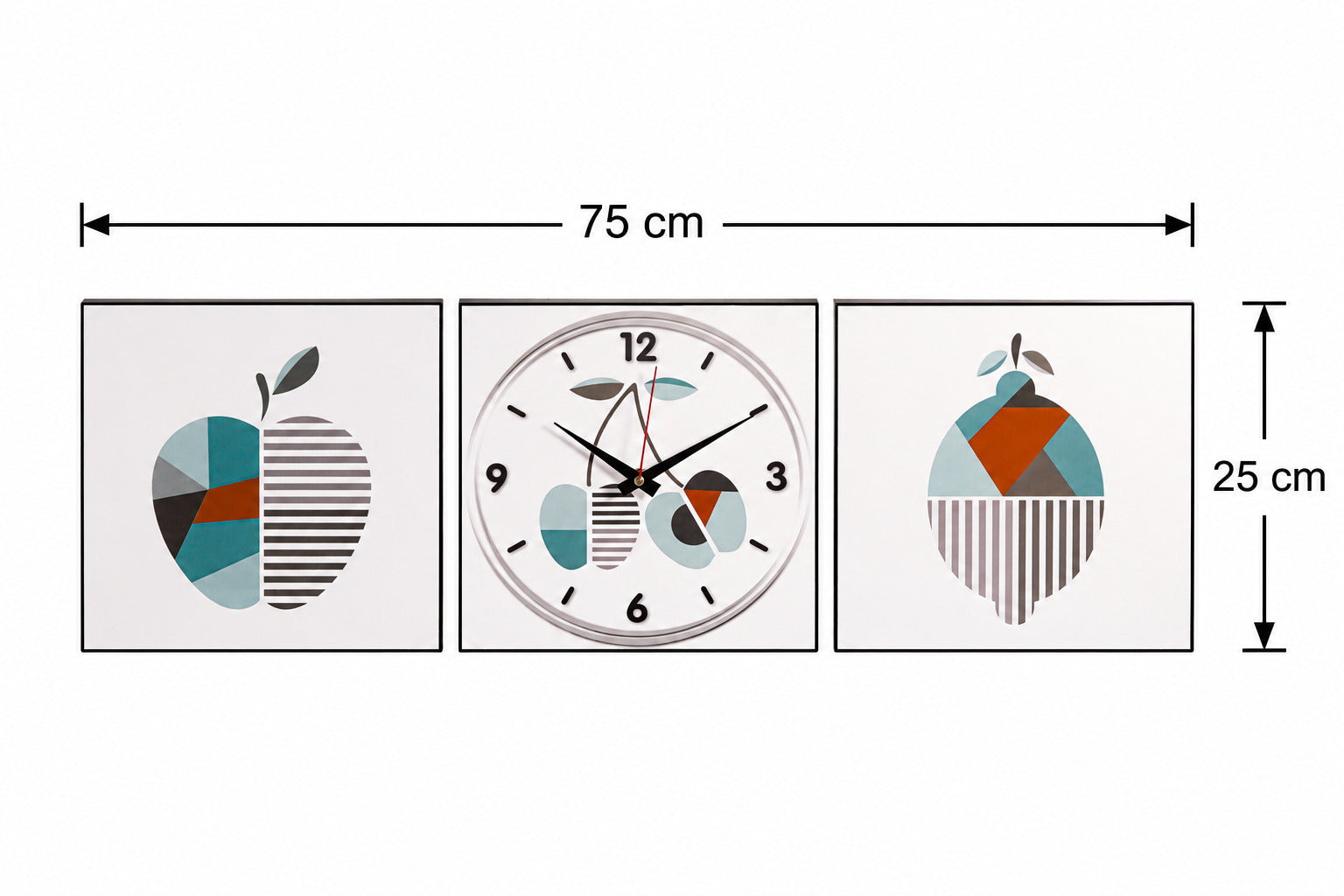 Prisma Fruit 3-Piece Wall Art Clock Set