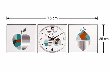Prisma Fruit 3-Piece Wall Art Clock Set