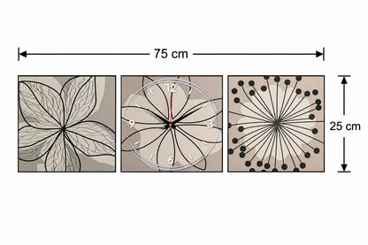 Botanical Sketch Triptych Clock Set