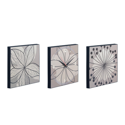 Botanical Sketch Triptych Clock Set