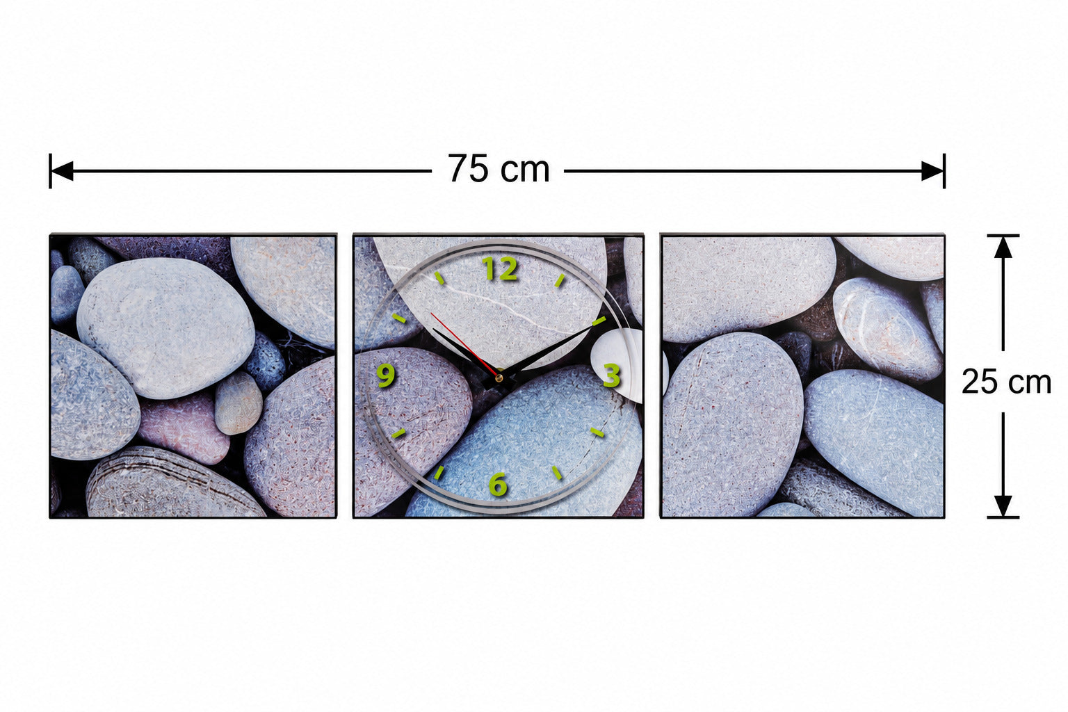 Zen Pebble 3-Piece Wall Art Clock Set