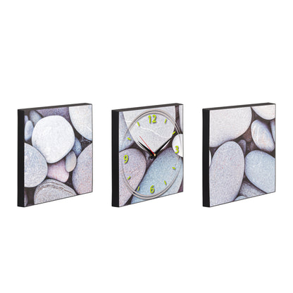 Zen Pebble 3-Piece Wall Art Clock Set