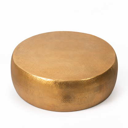 Solis Hand-Hammered Brass Round Drum Coffee Table