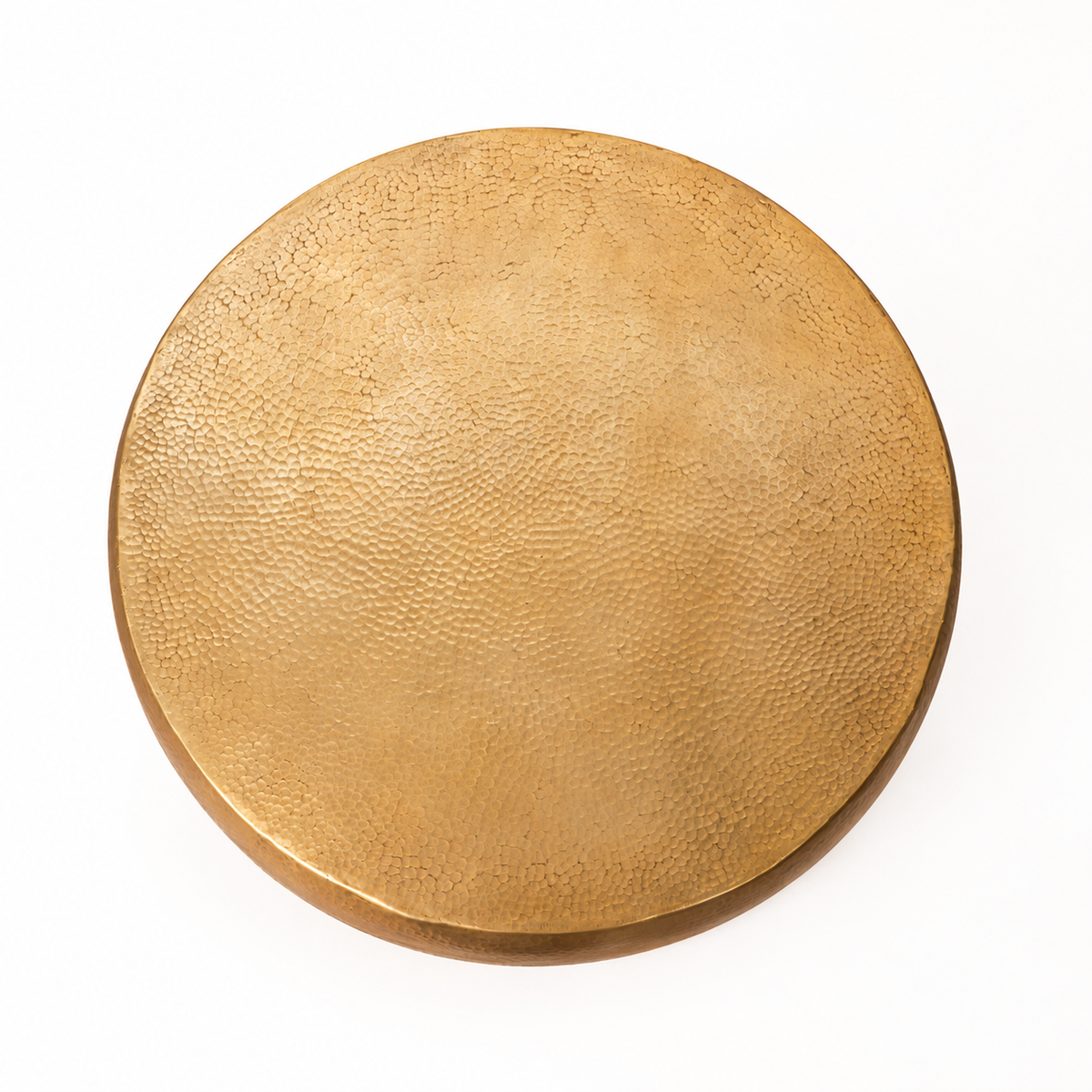 Solis Hand-Hammered Brass Round Drum Coffee Table